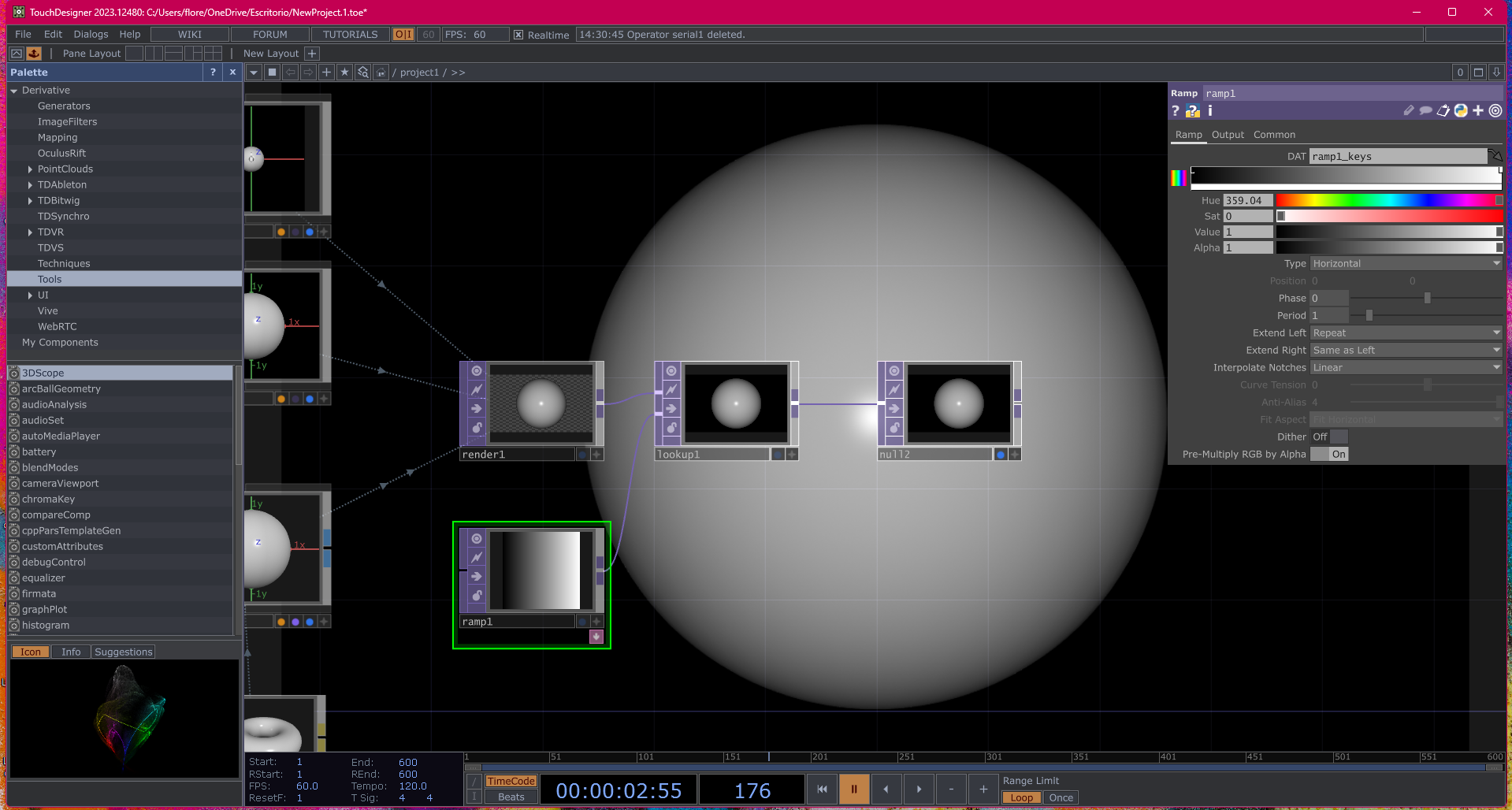 Adding the actual sphere shape and changing its color.