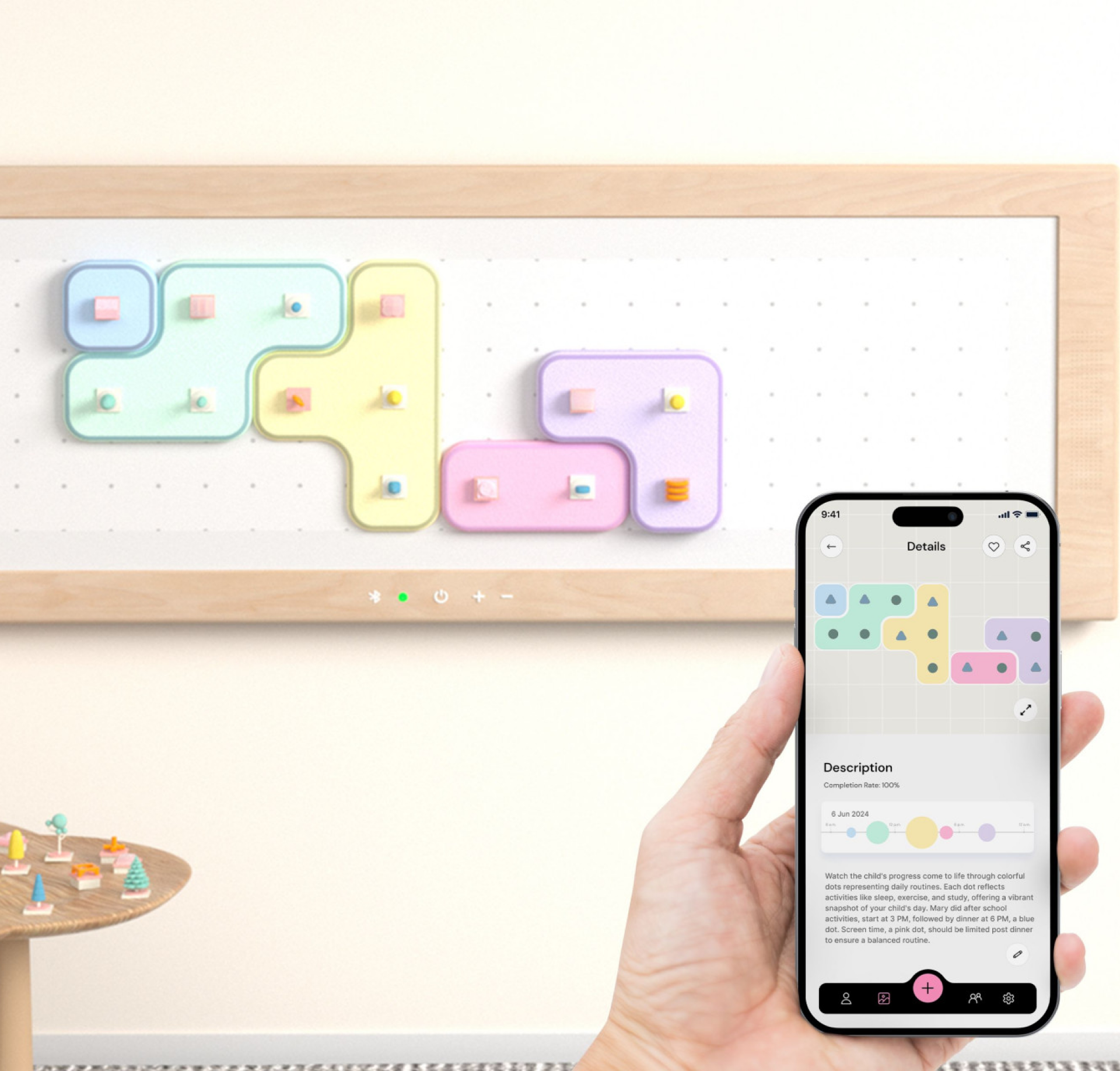 Magnetic board and app that aids kids with ADHD, example from EdTech Gadgets on WGSN by IDZ/Routio
